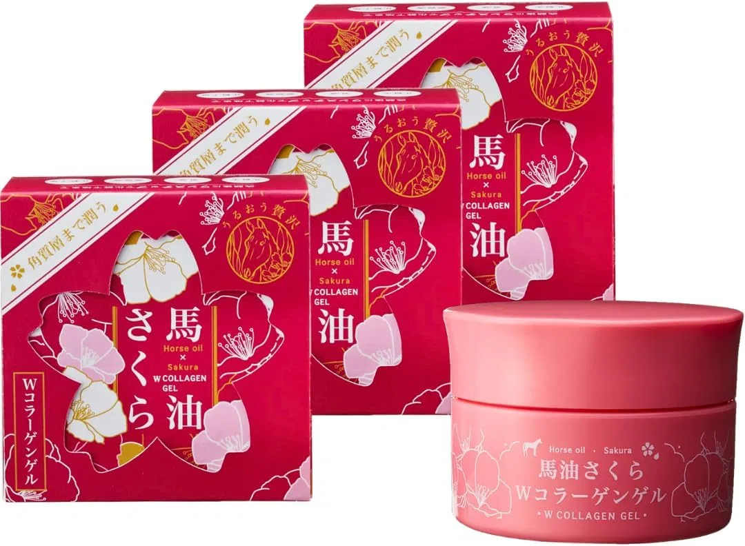 Набор — Гель для лица Horse Oil Sakura W Collagen Gel, набор 3 шт, 100 г
