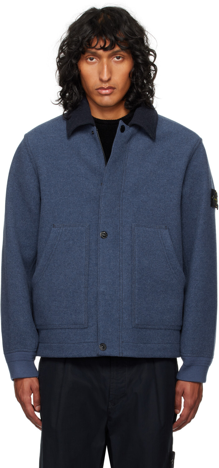 

Синяя шерстяная куртка для тренера Stone Island
