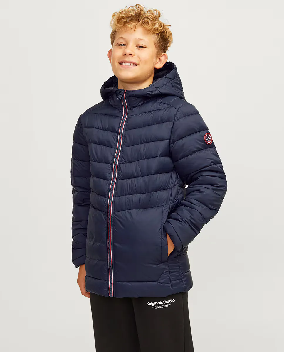 

Пуховик для мальчика с капюшоном Jack & Jones, темно-синий