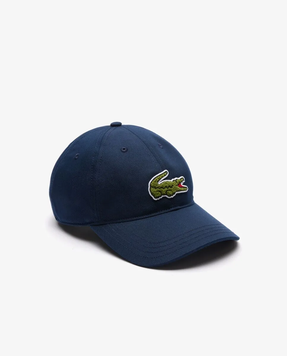 

Хлопковая саржевая регулируемая мужская кепка Lacoste, темно-синий
