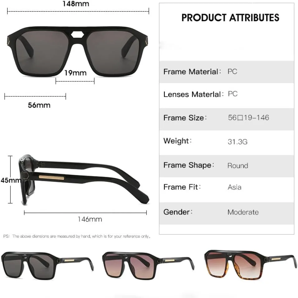 

Солнцезащитные очки прямоугольной формы с крупной оправой для мужчин, зеркальные солнцезащитные очки для женщин, защита от УФ-излучения UV400 LJTJTAV, C3 Black Tea