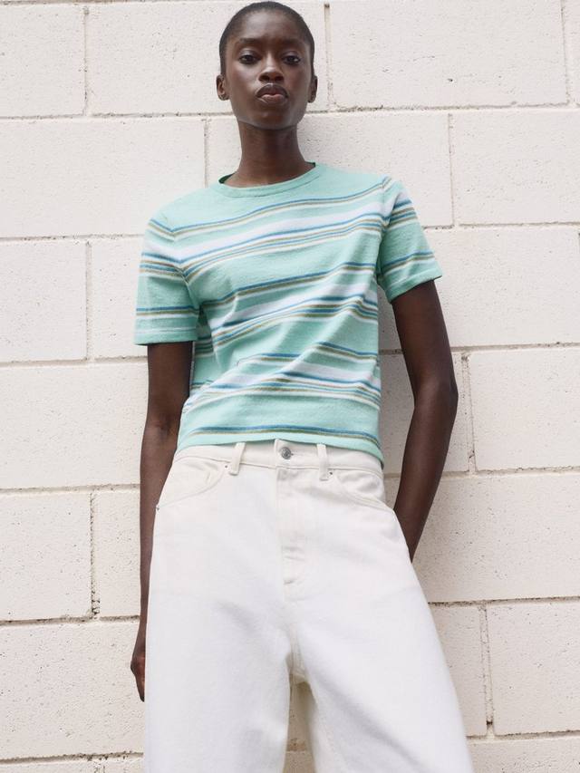 

Джемпер с коротким рукавом из тонкой пряжи в полоску Yute Mango, Green