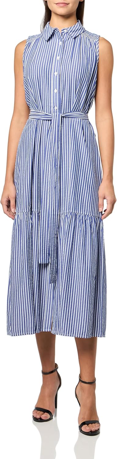 

Женское платье-рубашка макси с завязками от Tommy Hilfiger, Ultramarine / Bright White