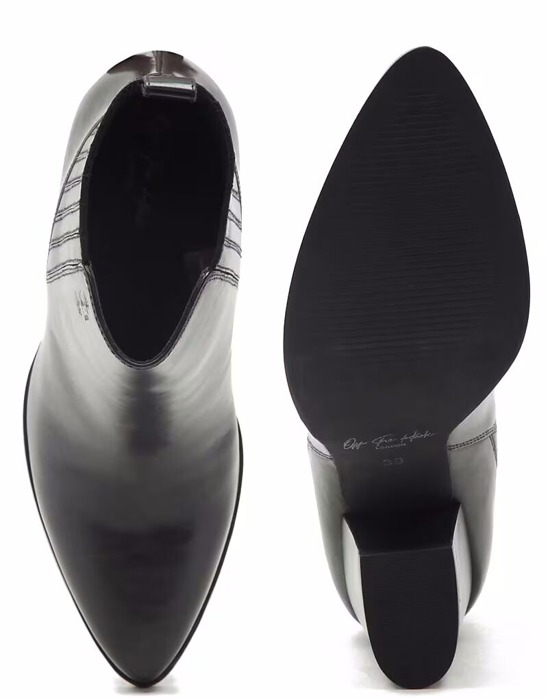 Черные кожаные ботильоны Off The Hook Finsbury на высоком каблуке — фото 2