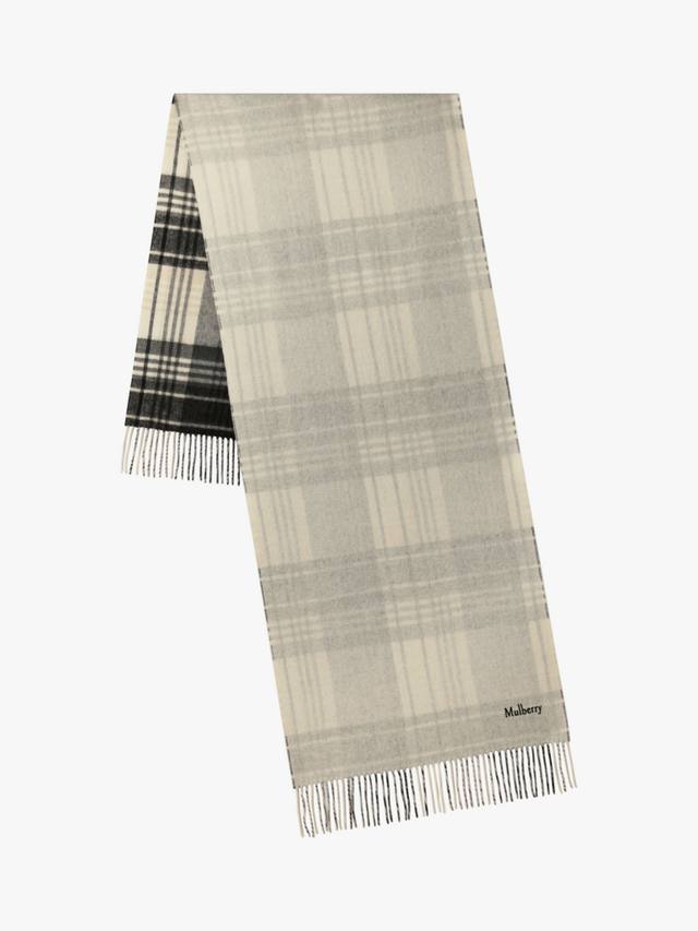 

Шерстяной большой двусторонний клетчатый шарф Mulberry, Eggshell/Black