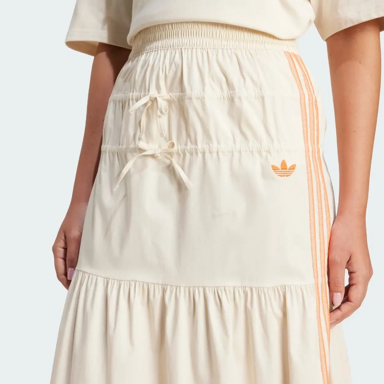 Adidas Summer Glow юбка миди с ярусами и тремя полосками Adidas Originals, белый — фото 4