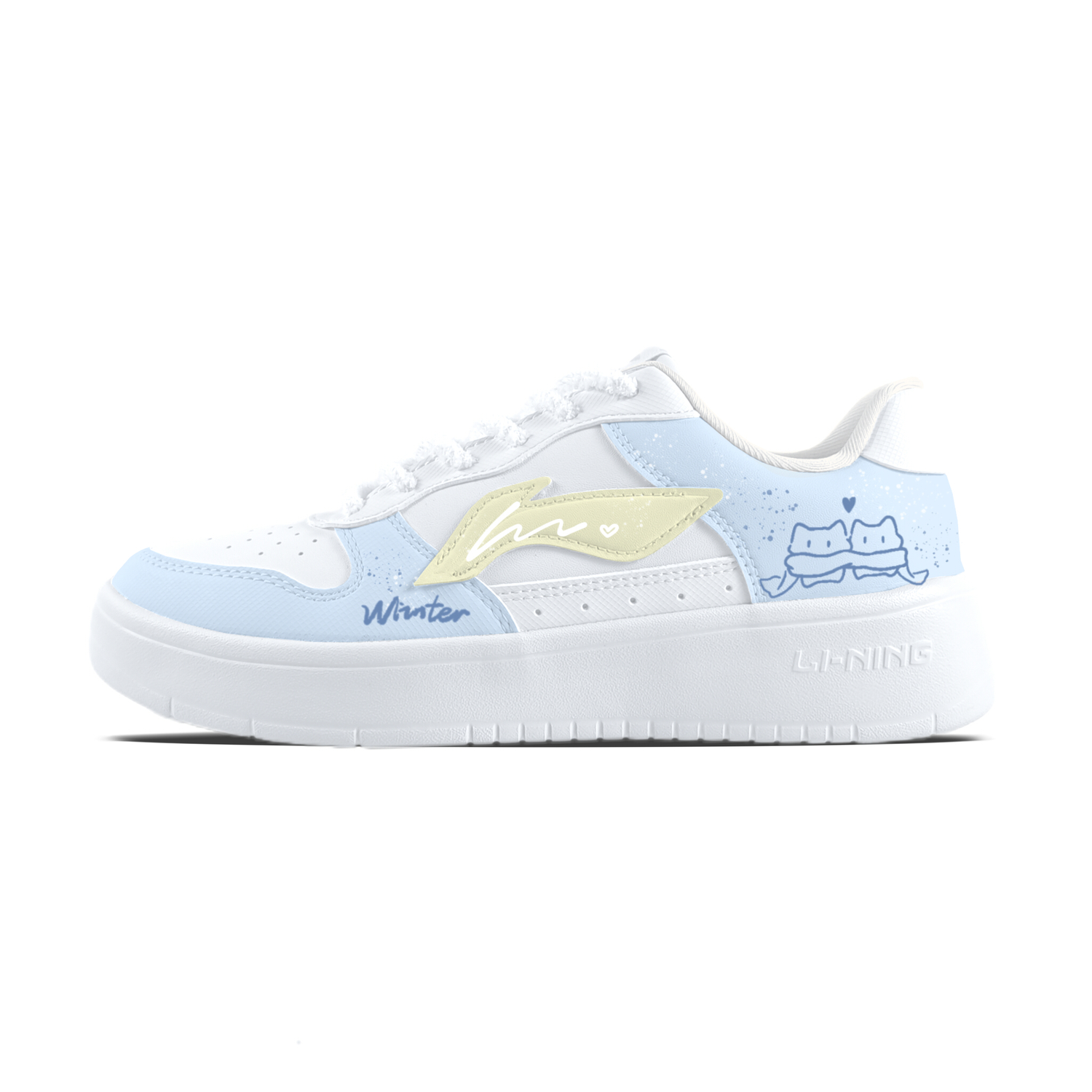 

Плавающие скейтбордические кроссовки Li Ning с противоскользящим и износостойким покрытием, увеличивающие рост, унисекс., белый