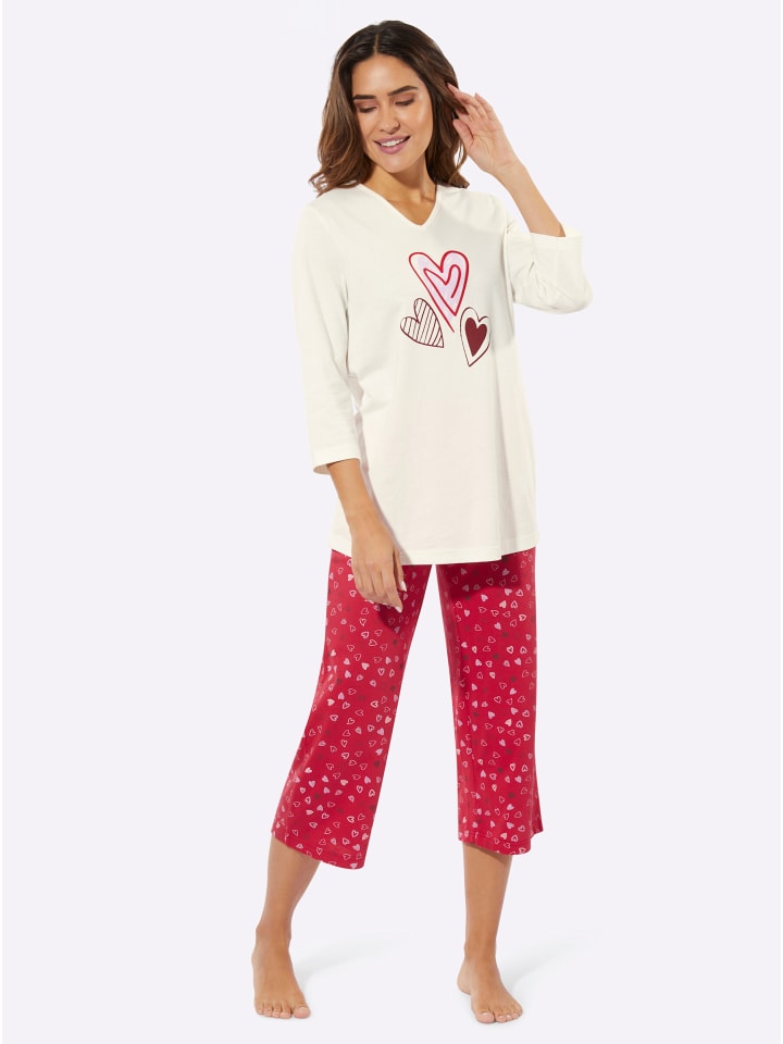 

Sieh an! Пижама с принтом цвета экрю и красного цвета