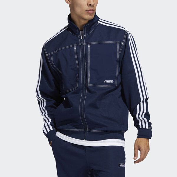 Куртка adidas originals Athletics Sports Stand Collar Jacket Navy Blue, синий — фото 3