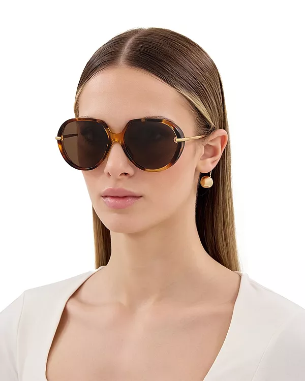 Круглые солнцезащитные очки, 60 мм Bottega Veneta, коричневый — фото 2