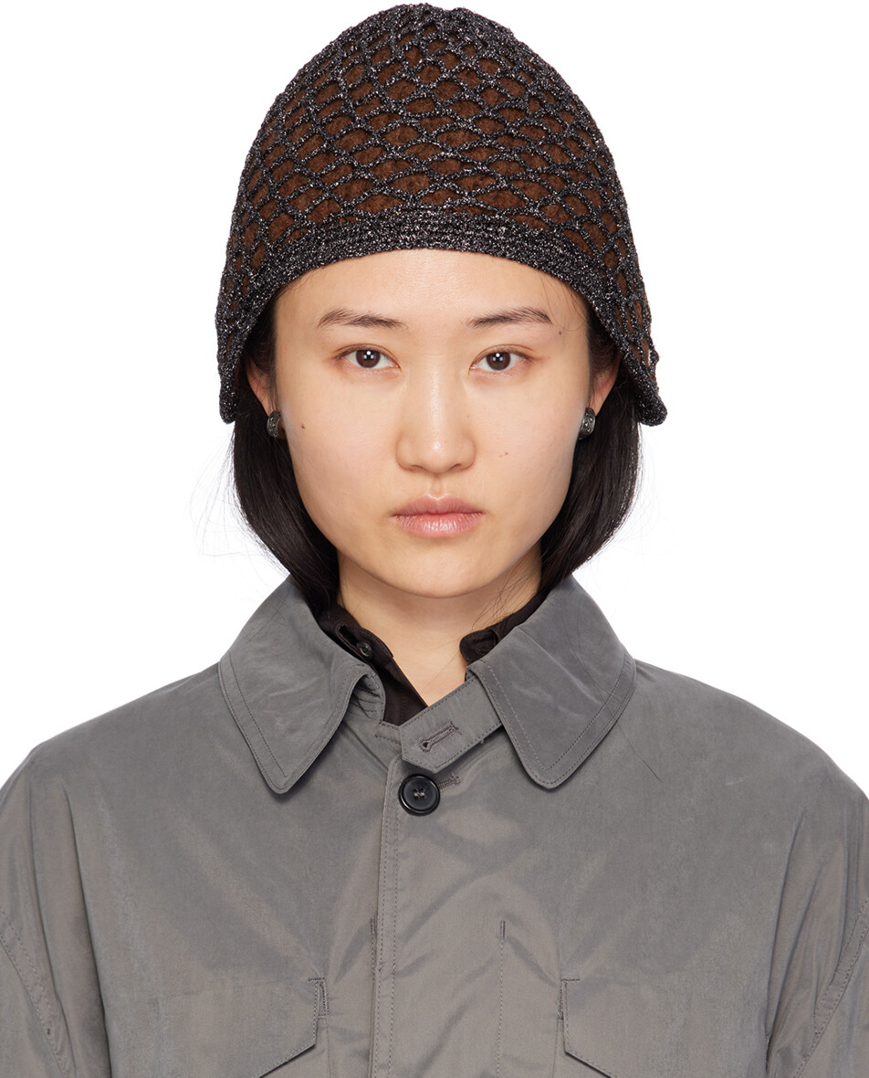 

Черная шапка ручной работы с люрексом Maison Margiela