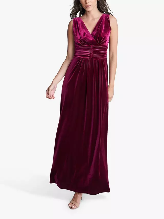 

Платье Gina Bacconi Patricia Sleeveless Velvet Maxi, цвет wine