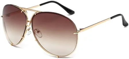 

Большие солнцезащитные очки-маска для женщин, зеркальные металлические солнцезащитные очки, модные женские очки с защитой от УФ-излучения UV400 MTZJH, Gold-brown