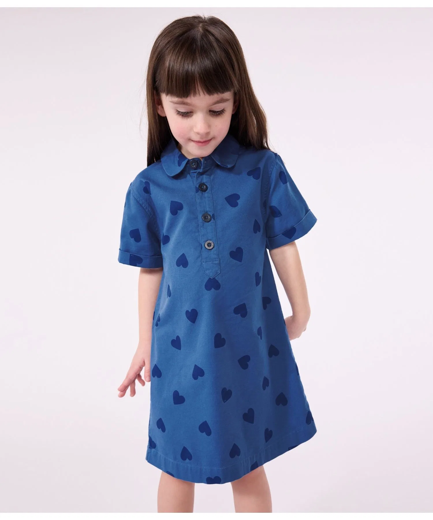Детское платье с коротким рукавом PETIT BATEAU в сердечко голубое