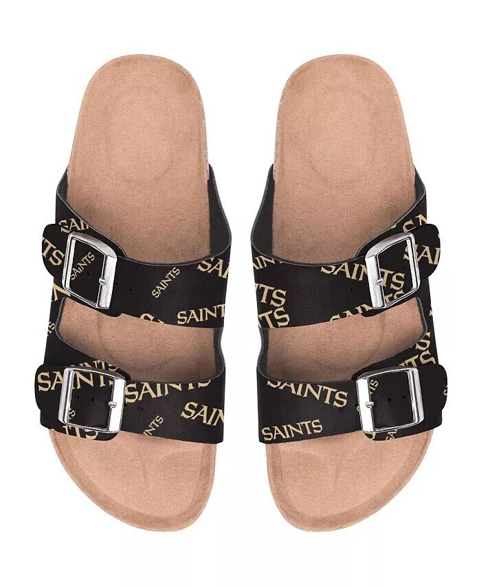 Женские сандалии New Orleans Saints Mini Print с двумя пряжками FOCO — фото 3