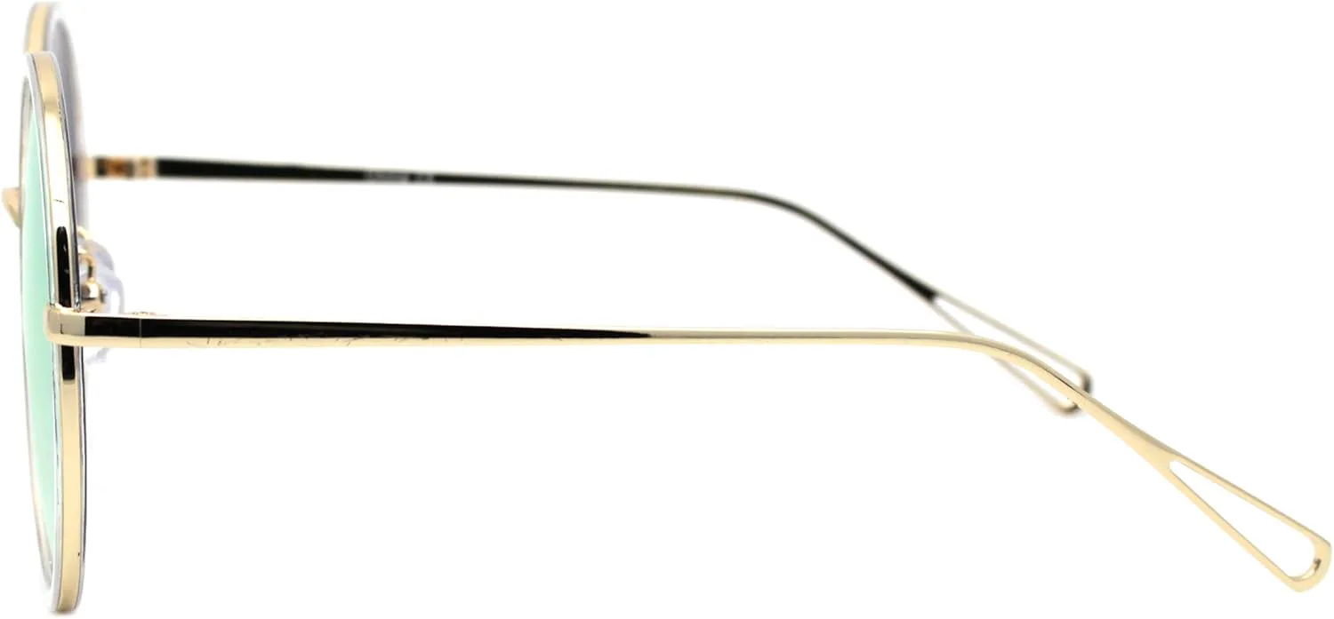 

Женские солнцезащитные очки PASTL увеличенного размера, круглые, с двойной оправой из металла и пластика, защита от УФ-излучения UV 400, Gold Clear (Pink Mirror)