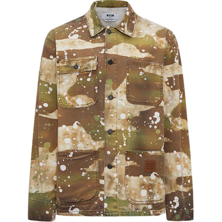 

MSGM Камуфляжная куртка с принтом брызг краски, Army Green