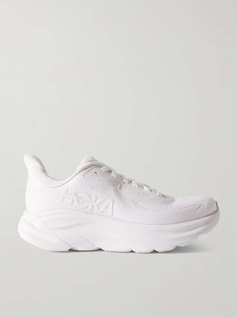 Кроссовки Clifton 10 с жаккардовой сеткой и резиновой отделкой Hoka One One, белый