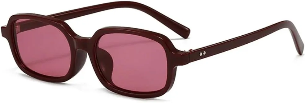 

Маленькие прямоугольные солнцезащитные очки для женщин, модные, конфетного цвета, защита от УФ-излучения UV400, ретро, ​​для мужчин HHZZYVY, Dark Red Red