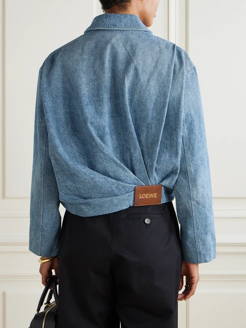 Джинсовая куртка с драпировкой LOEWE, голубой — фото 4