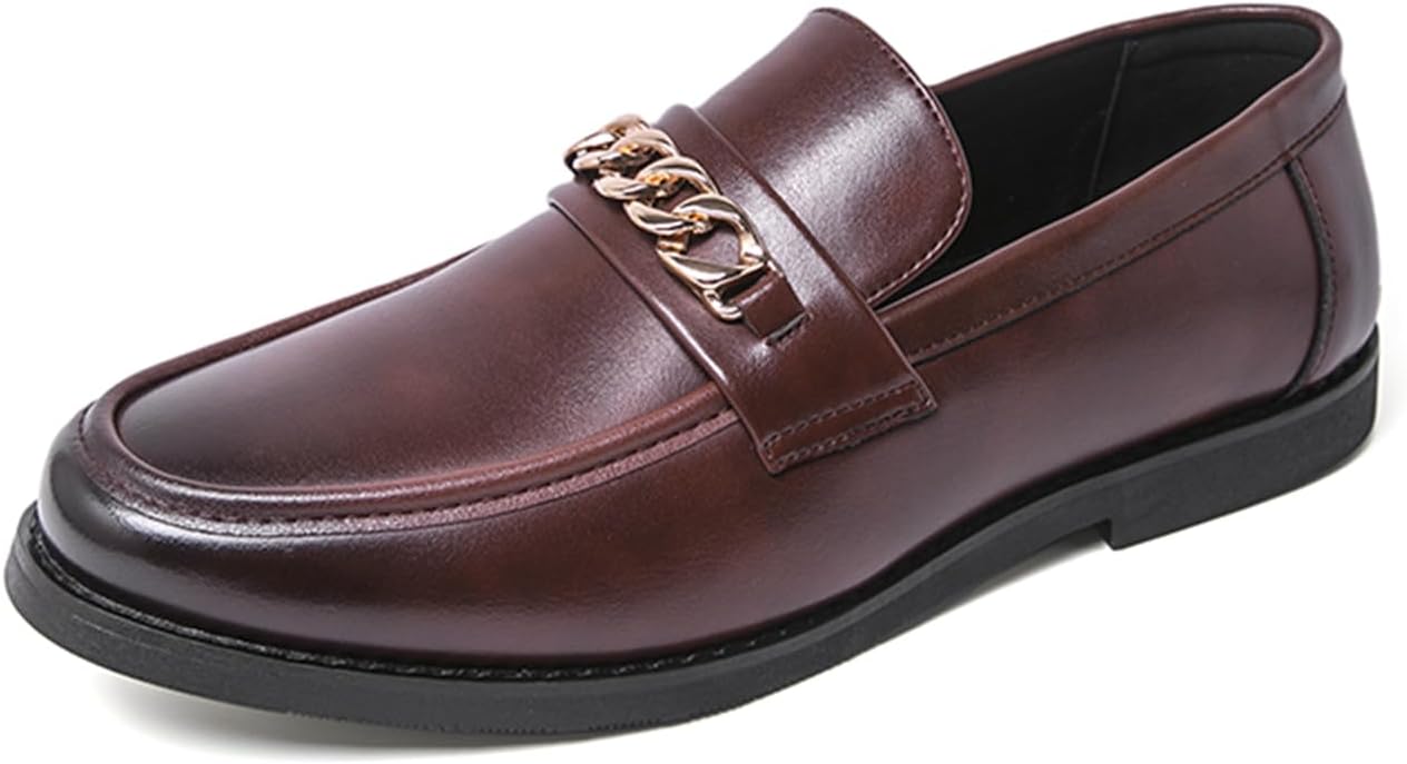 

Мужские классические кожаные лоферы-слипоны с цепочной пряжкой, низкий каблук, легкие, с округлым носком, для деловых встреч, свадеб, официальных мероприятий и повседневной носки Tixewsjh, красный