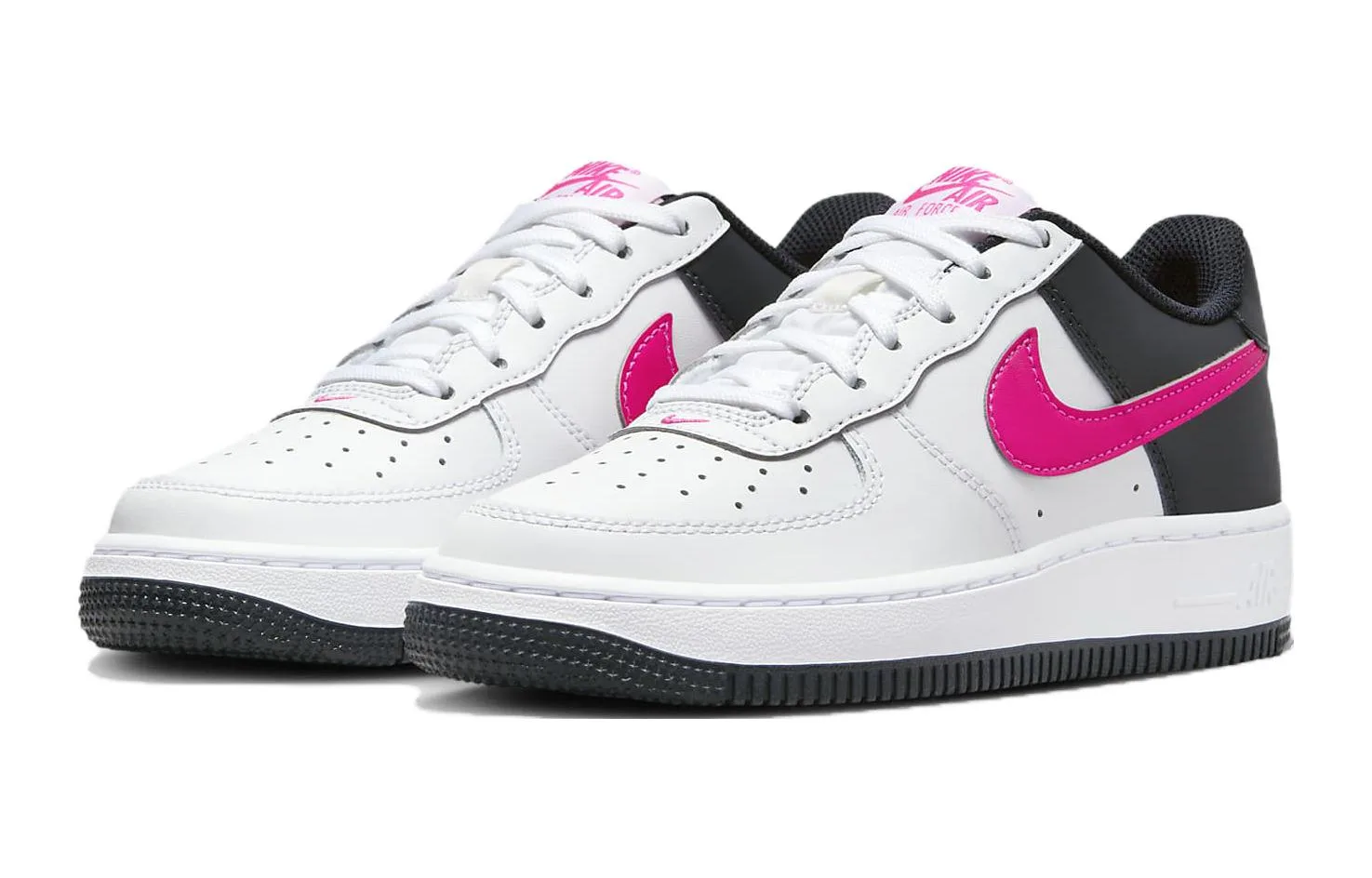 Nike Кроссовки Air Force 1 Comfortable Abrasion Resistant Breathable Low top Kids Fit Black White — фото 4