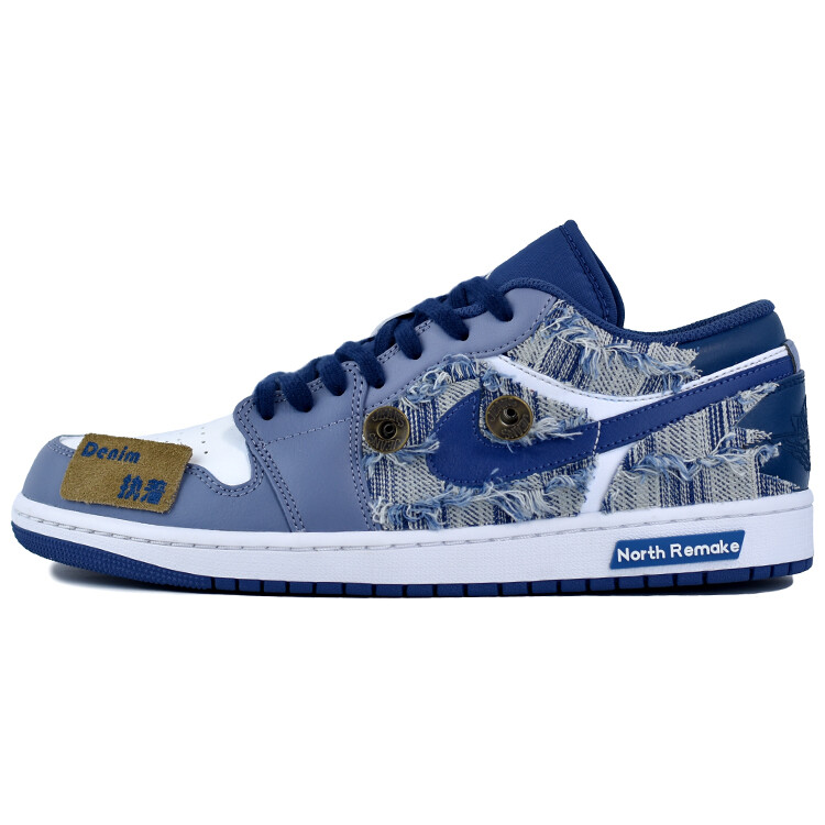 

Кроссовки Air Jordan 1 Vintage Basketball Shoes Men Low-top White/Royal Blue/Fern Green, темно-синий