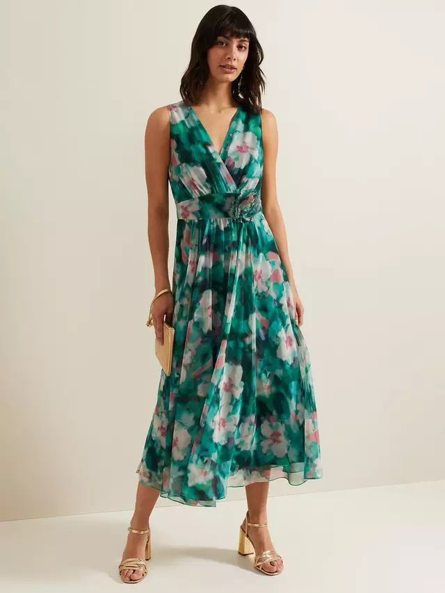 

Платье Phase Eight Nora Chiffon Floral Midi, разноцветный