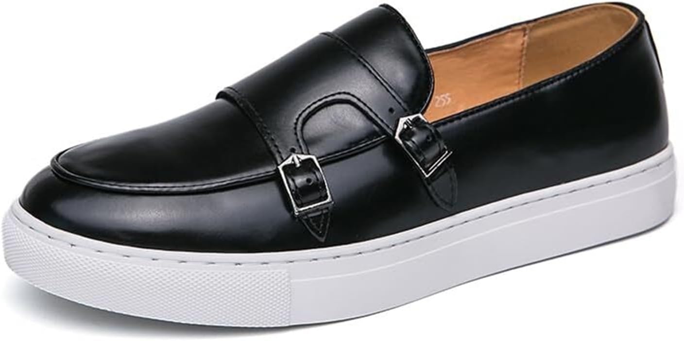 

Мужские кожаные лоферы на платформе с застежкой-слипоном и двойным ремешком, модные классические плоские туфли, деловые и повседневные обувь для ходьбы, комфортные лоферы-пенни, кроссовки, свадебные туфли для мужчин Generic, черный