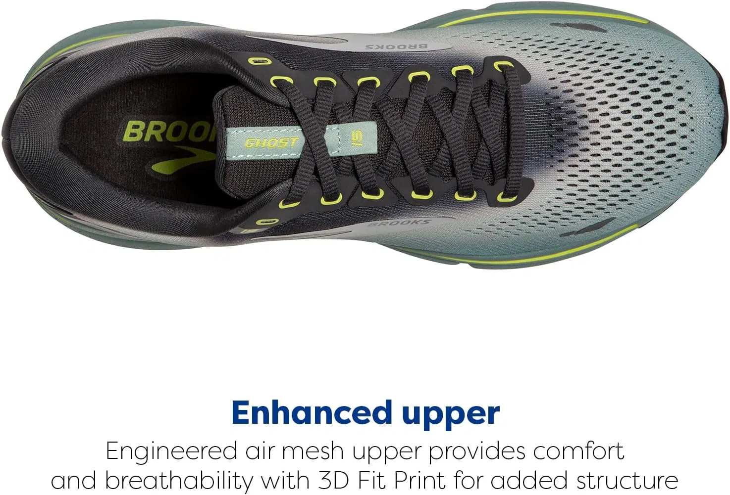 Мужские беговые кроссовки Brooks Ghost 15 нейтрального цвета, Black/Ebony/Nightlife — фото 4