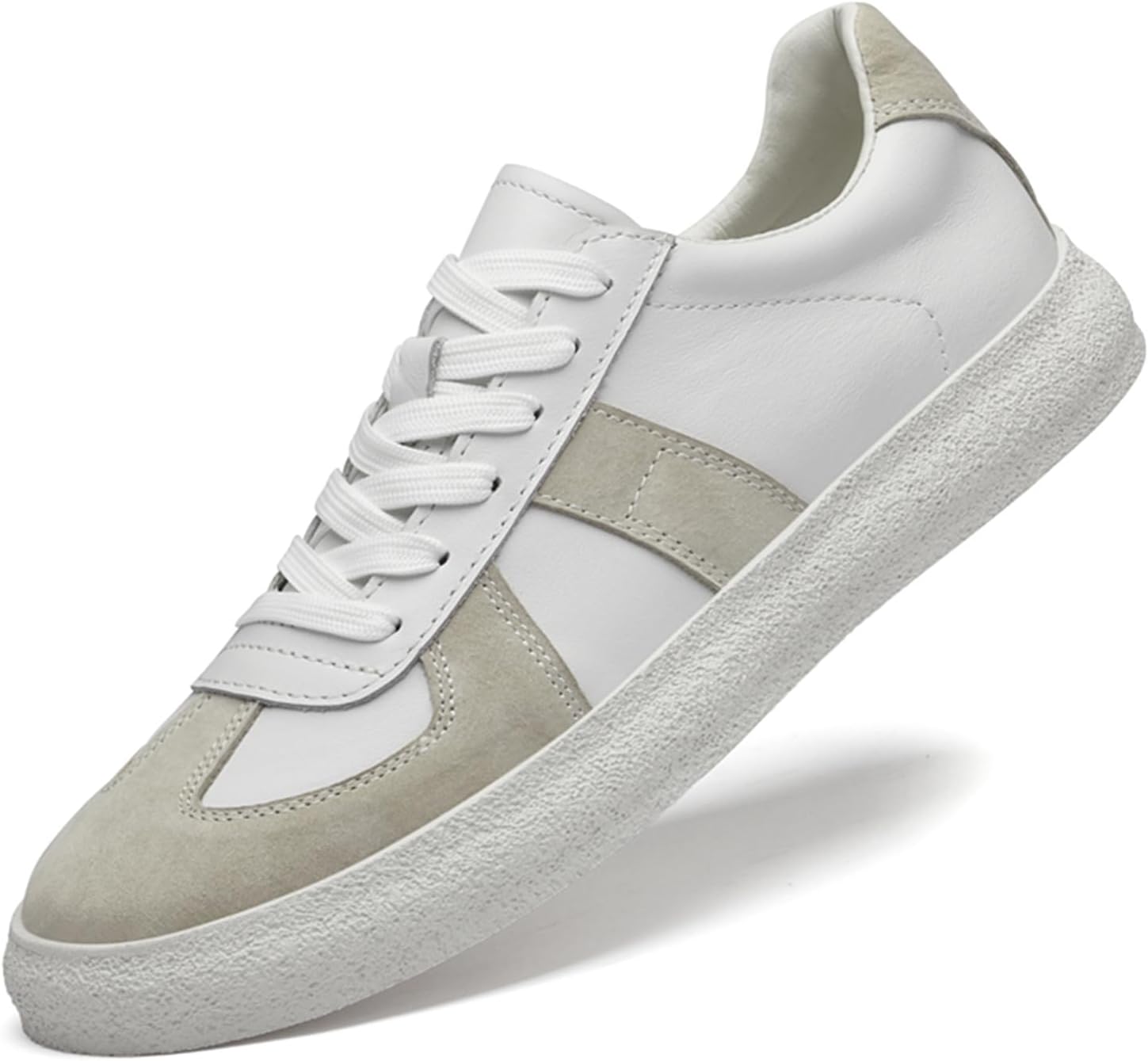 

Мужские кроссовки из натуральной кожи - двухцветные спортивные туфли с низким верхом в стиле дерби Abborora, Sand