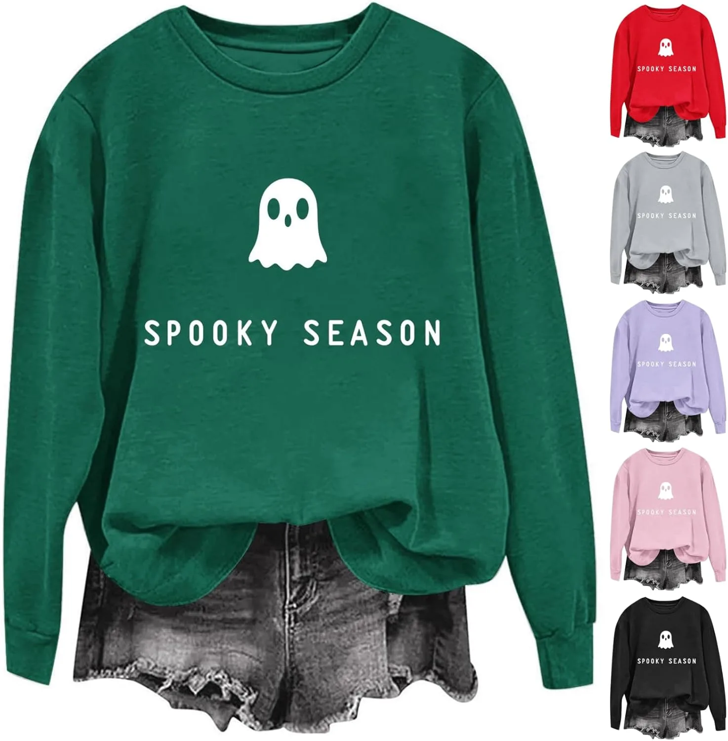 

Свитшот Halloween для женщин с принтом, Crewneck, длинный рукав