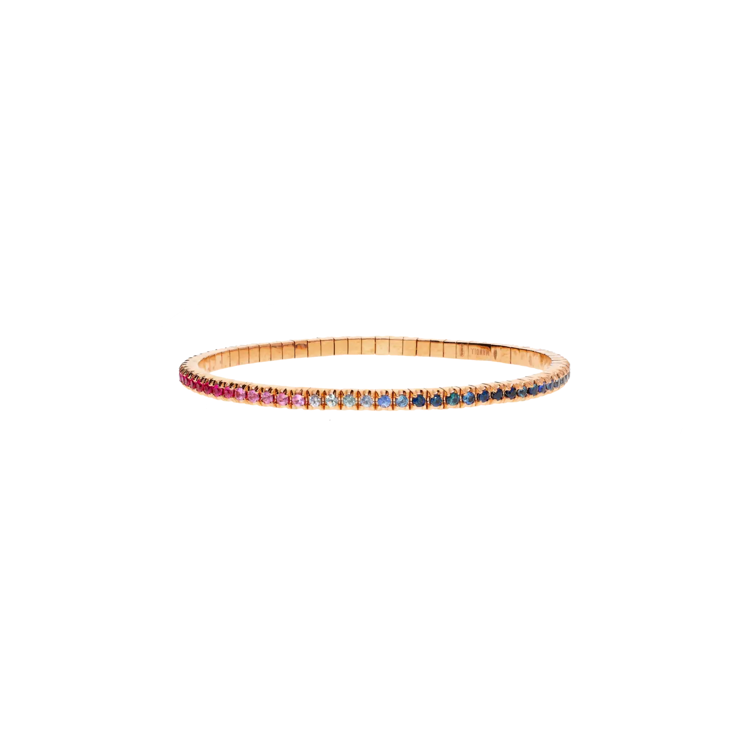 

Эластичный мужской теннисный браслет из розового золота и разноцветных сапфиров Mano | J .