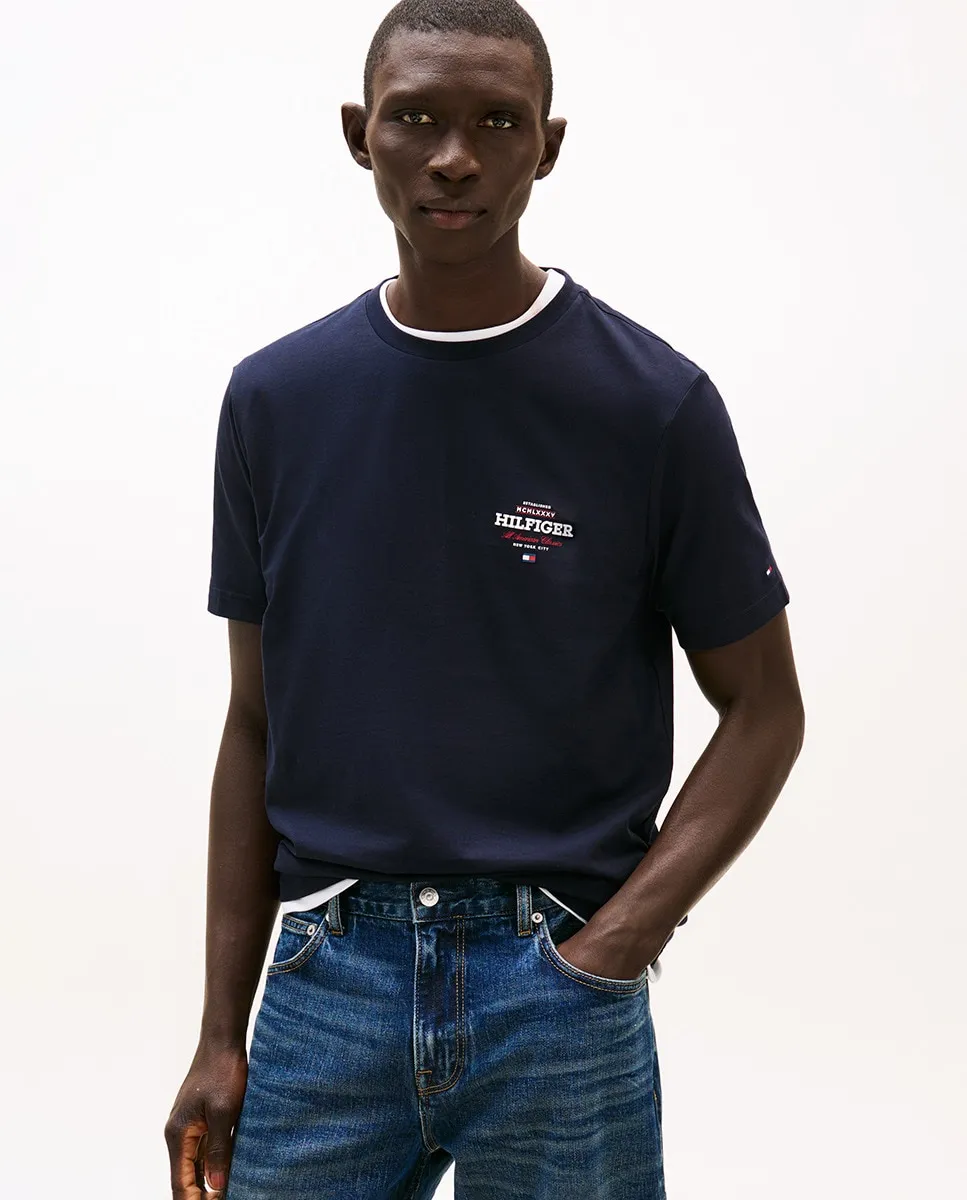 

Мужская футболка с прорезиненным брендингом Tommy Hilfiger, тёмно-синий