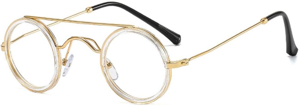 

Ретро маленькие круглые металлические солнцезащитные очки, модные, с двойной перемычкой, конфетные цвета, защита от УФ-излучения UV400, мужские, в стиле панк HVTVTLA, Transparent Clear