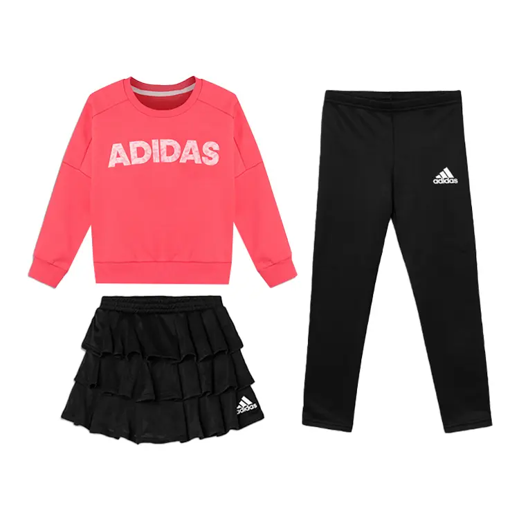 

Детская повседневная спортивная одежда, круглый вырез, средней длины Adidas, set of 3 (розовый+черный+черный)