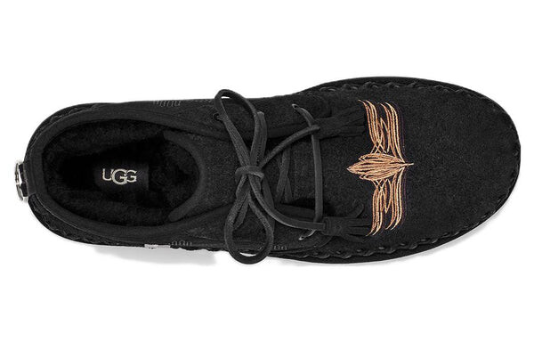 Зимние ботинки мужские Ugg короткие с вышивкой, черный — фото 4