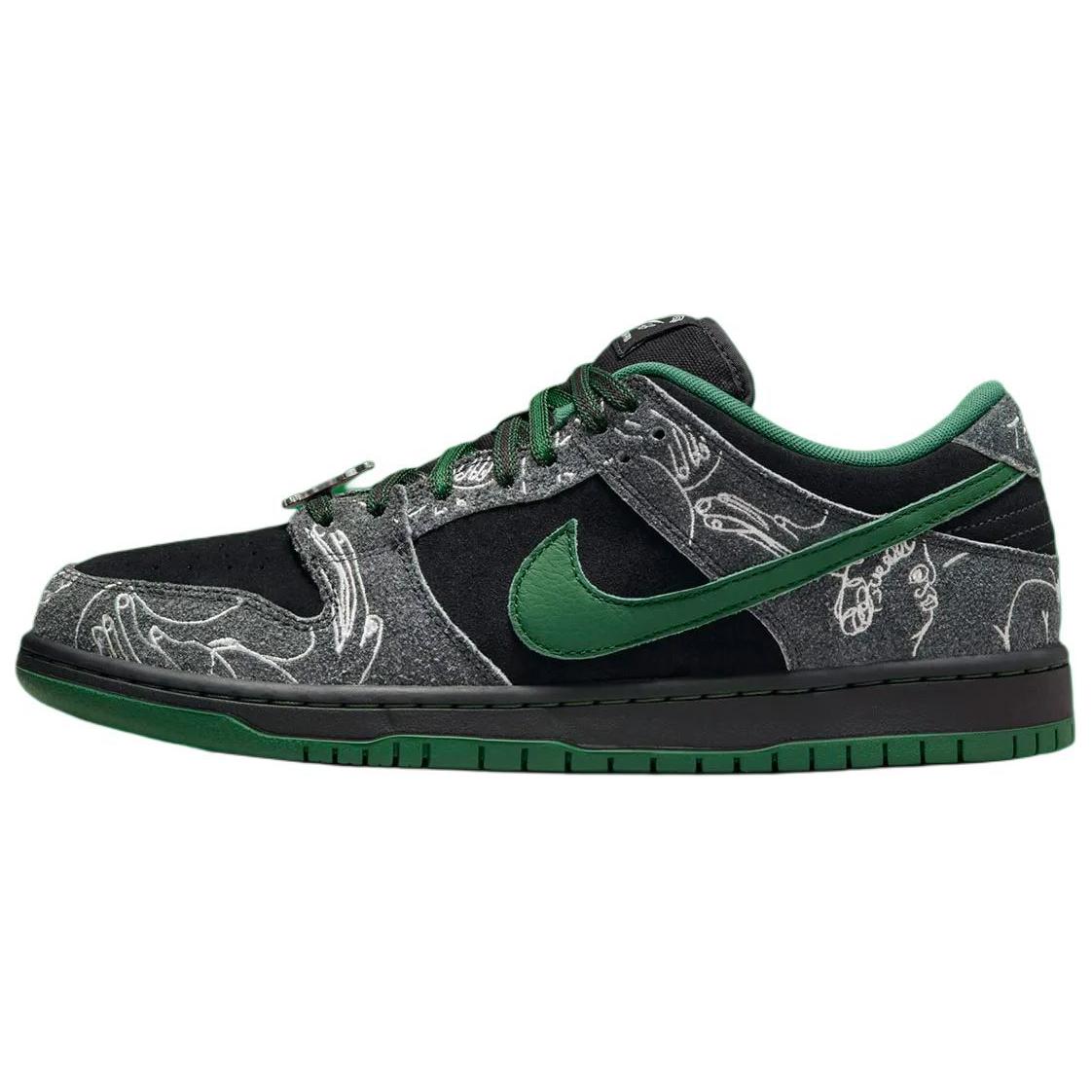 

Кроссовки There Skateboards X Nike SB Dunk Low, черный/зеленый