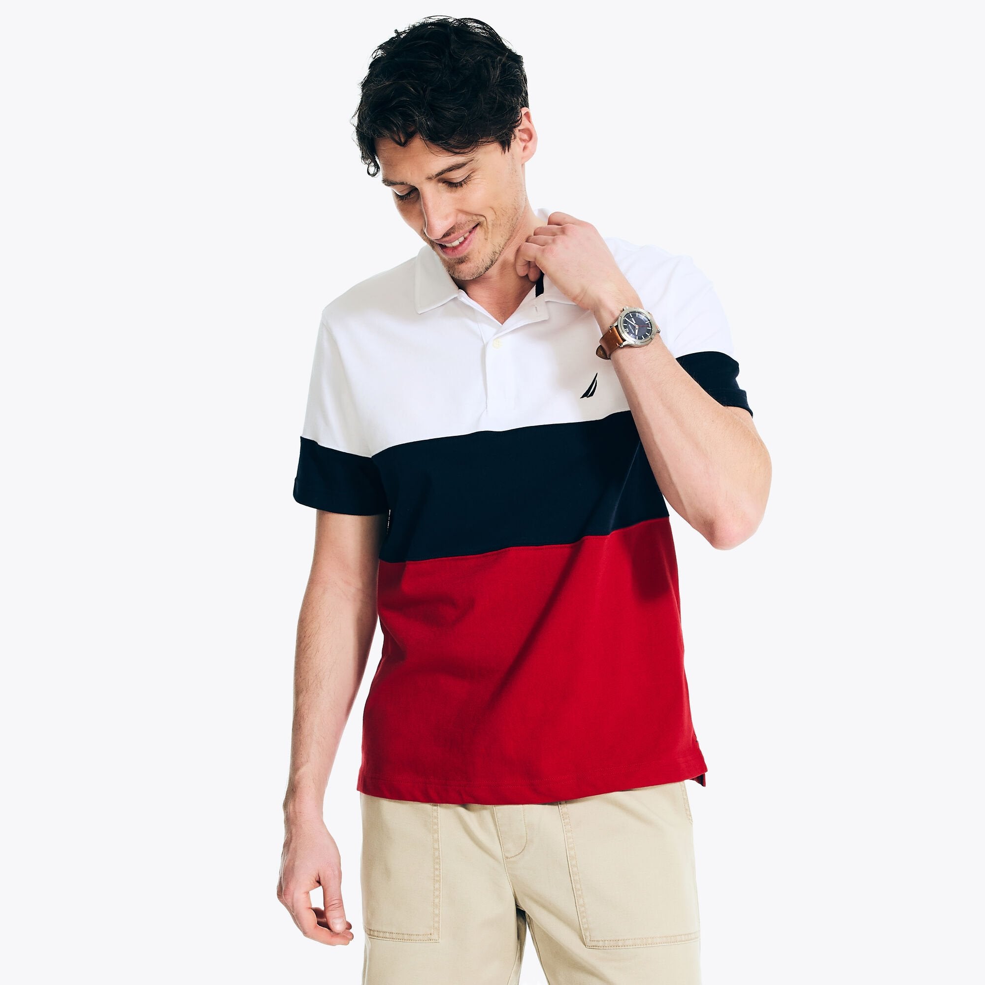 

Мужское поло Nautica Classic Fit Colorblock, цвет nautica red