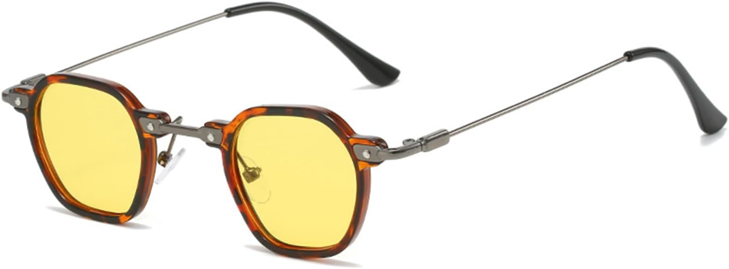 

Мужские солнцезащитные очки в стиле панк — винтажный дизайн с леопардовым принтом — маленькая оправа из сплава — для женщин и мужчин, для вождения и спорта DSVIGF, Yellow