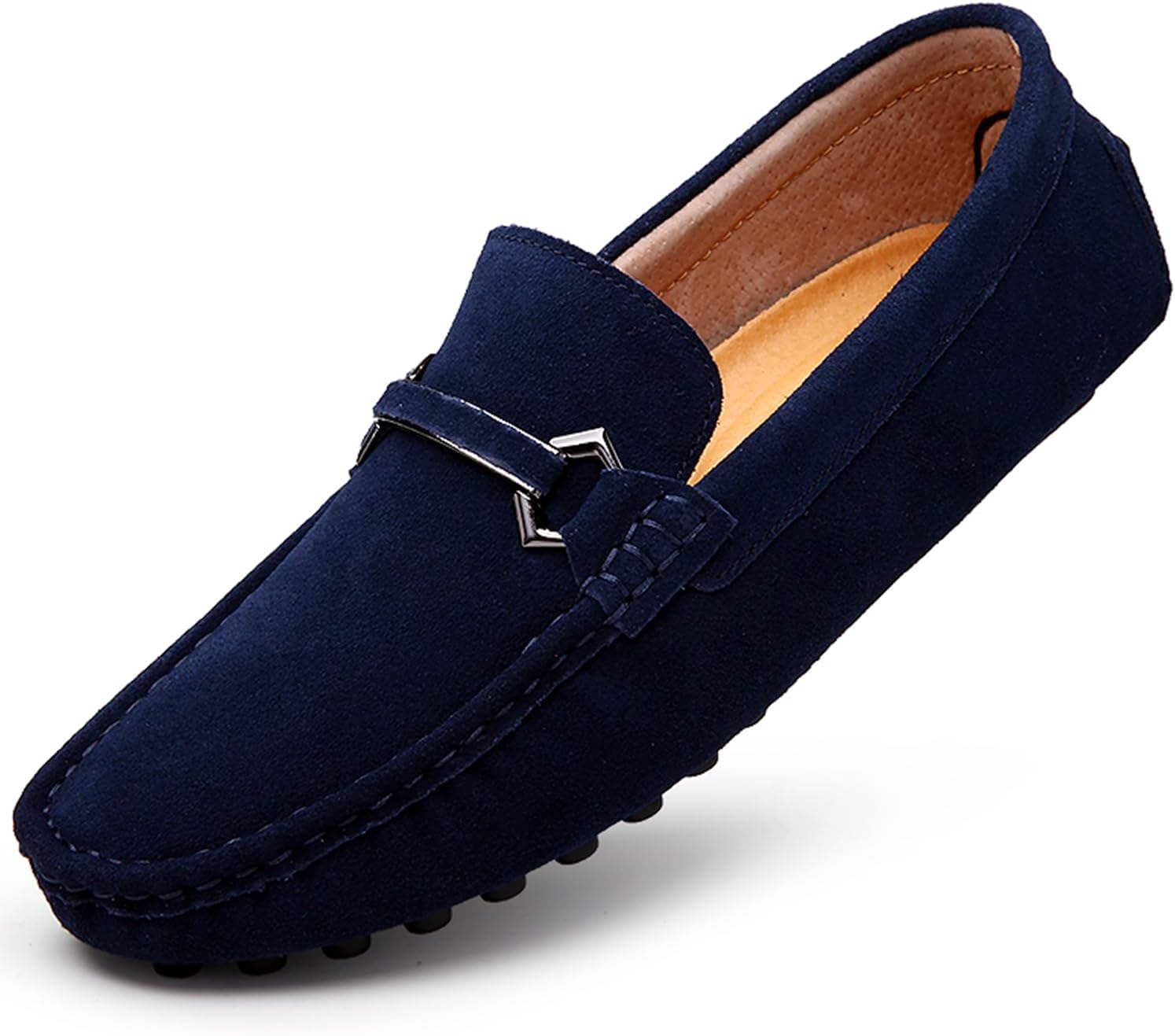 

Мужские мокасины Dacnakby из замши с металлической пряжкой, элегантные туфли без шнуровки, повседневные лодочные туфли, синий