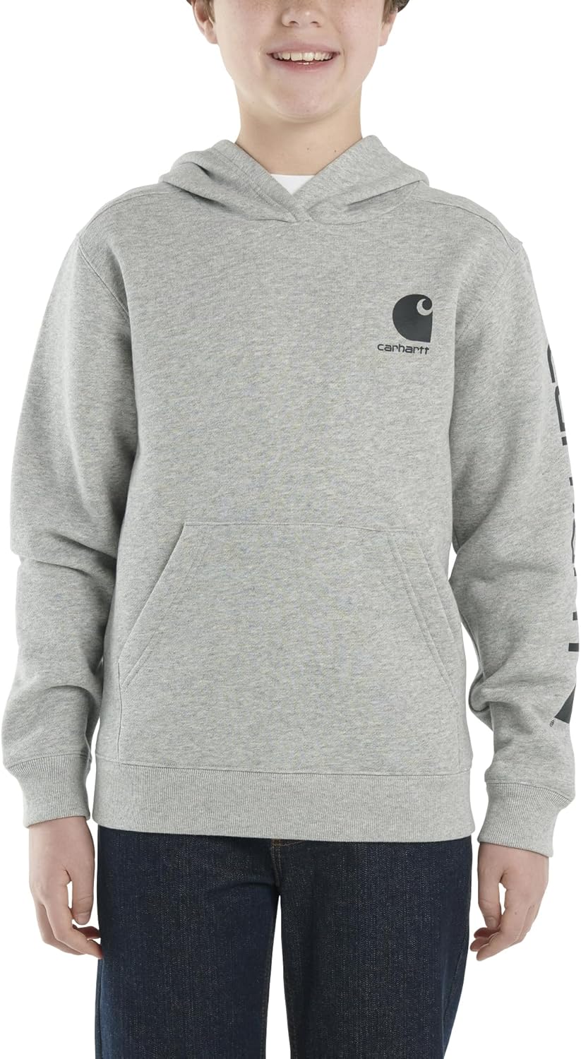 

Детская толстовка Carhartt CA6272 с длинными рукавами и принтом - для мальчиков, Grey Heather