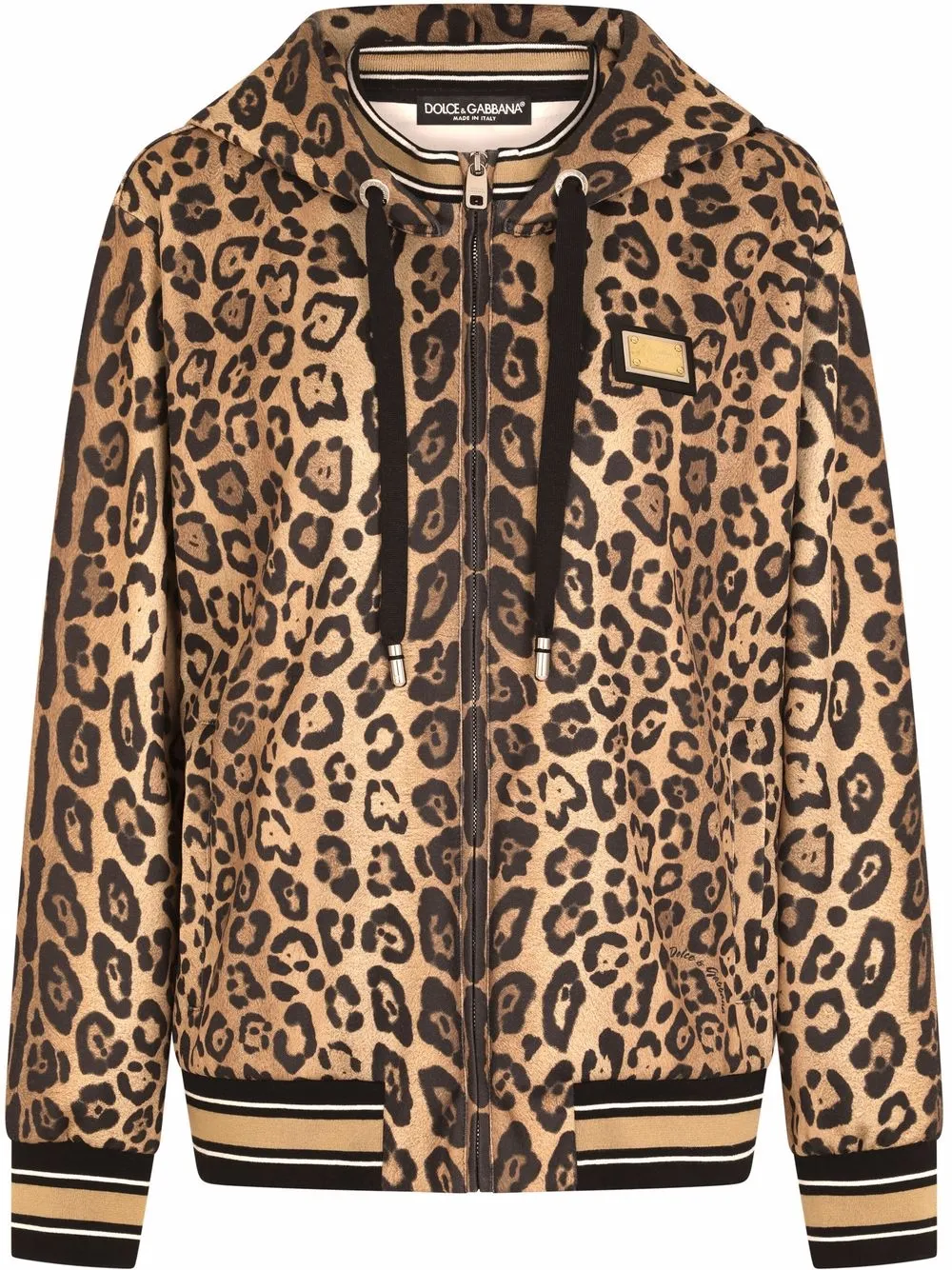 

Худи на молнии с леопардовым принтом DOLCE & GABBANA, коричневый