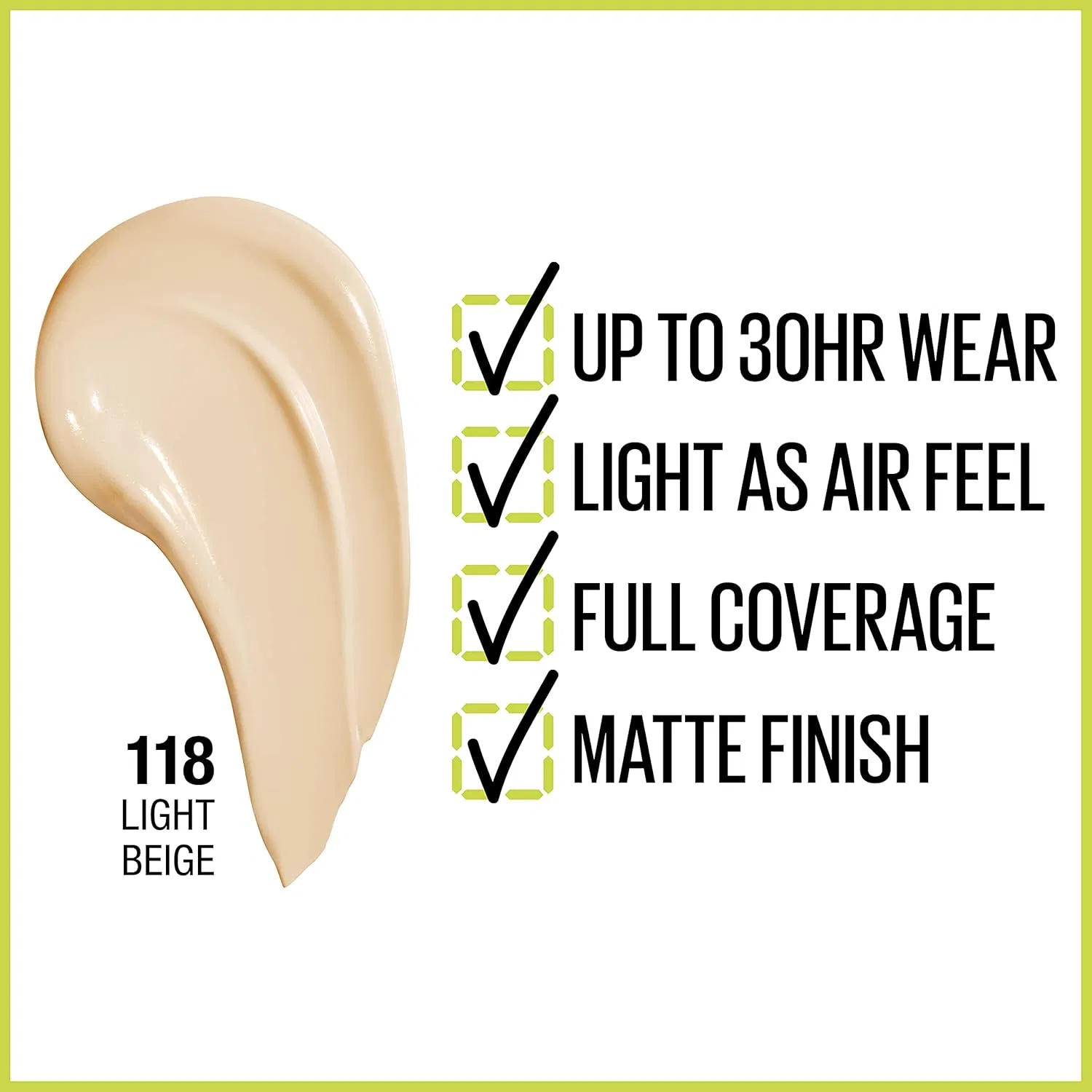 Тональное средство Full Coverage Maybelline 1 шт 118 Light Beige — фото 2