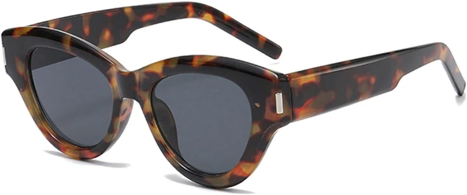 

Солнцезащитные очки с защитой от УФ-излучения UV400 | Женские очки «кошачий глаз», мужские очки «желейный чай» с заклепками для занятий спортом на открытом воздухе и вождения DSVIGF, Leopard Grey