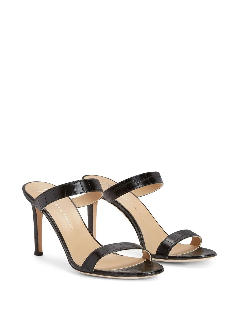 Босоножки Calista 85 с тиснением под кожу крокодила Giuseppe Zanotti, черный