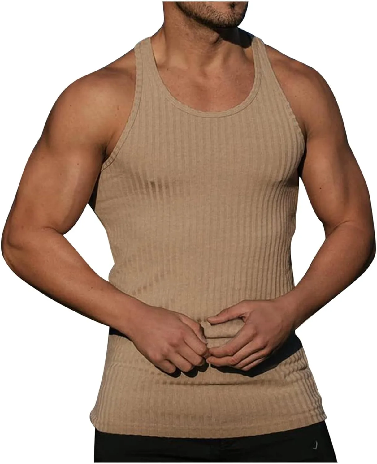 

Мужской майка Casual Lightweight Sleeveless Muscle Tee Basic T Shirts Breathable Solid Tight Fitting