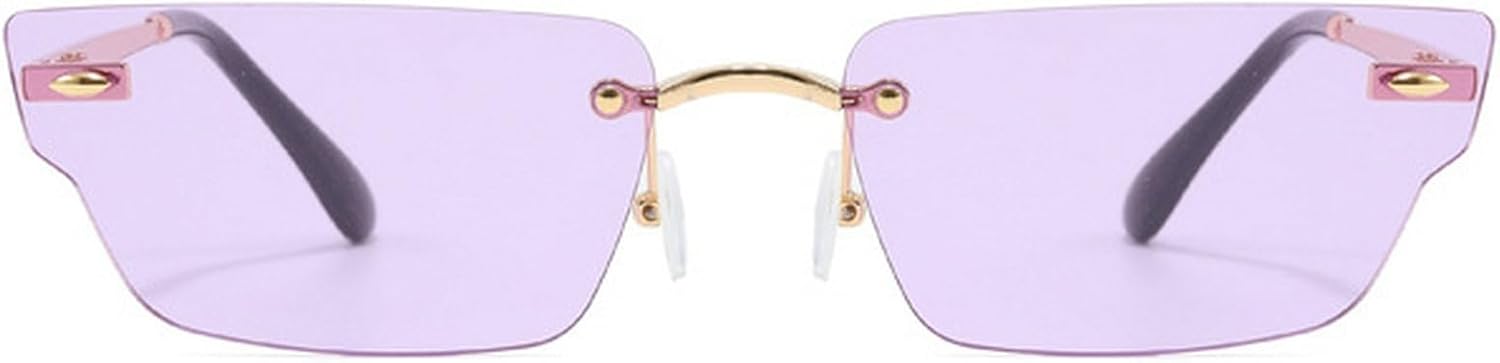 

Ретро-солнцезащитные очки неправильной формы, маленькие прямоугольные, женские, без оправы, с прозрачными линзами с градиентом цвета "океан", защита от УФ-излучения UV400, мужские солнцезащитные очки mincl, Purple