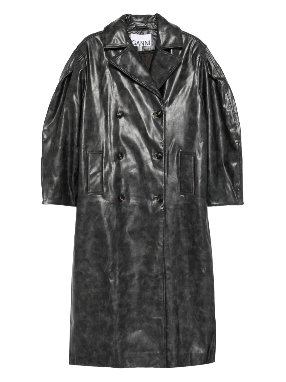 

Двубортное пальто Ganni, черный