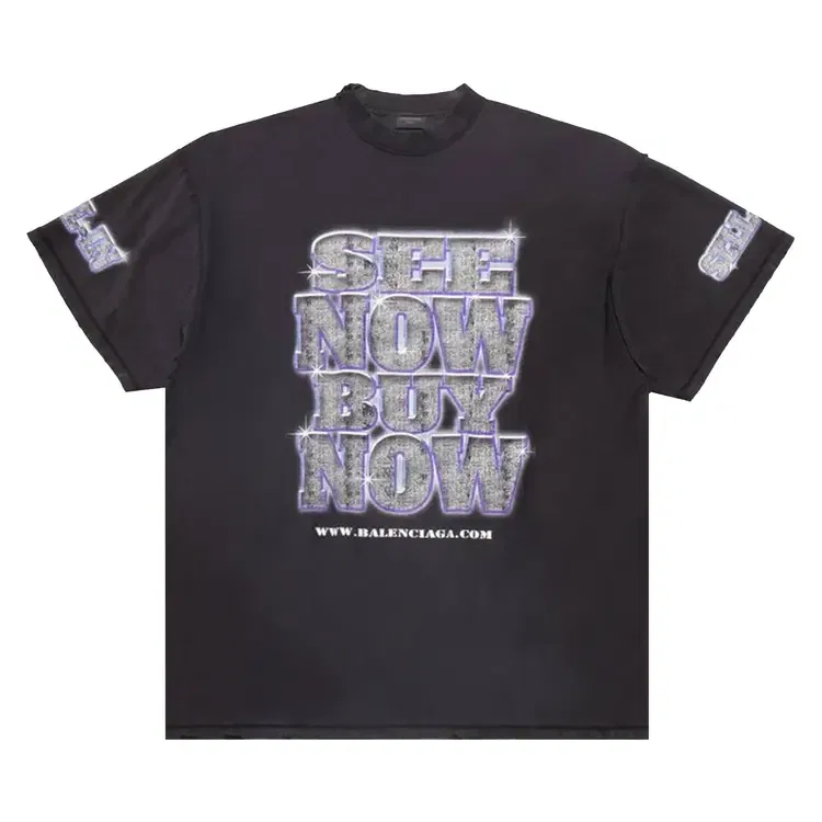 Футболка Balenciaga Letter Print Distressed Oversized, черный